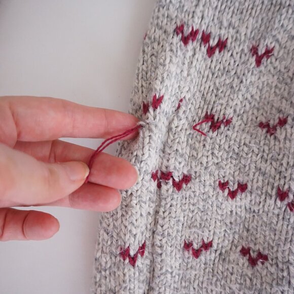 Vintage American Spirit Gray Wool Blend Fair Isle Cabincore Eclectic Sweater L - Picture 10 of 10